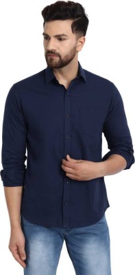 SK Fashion Men Solid Casual Dark Blue Shirt