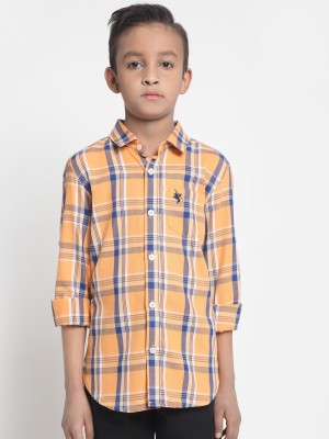 CANTABIL Boys Checkered Casual Orange Shirt