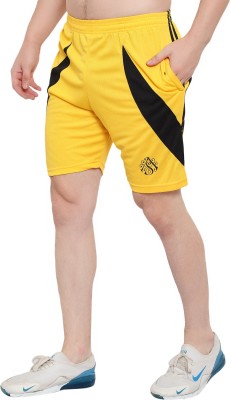 Dia A Dia Solid, Self Design Men Yellow Sports Shorts, Casual Shorts, Gym Shorts