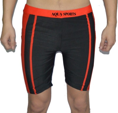 AQUA holic Striped Men Black, Red Swim Shorts