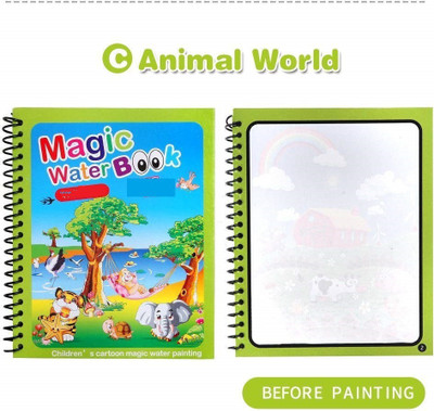 Dykidrah Water Quick Dry Book with Magic Pen Painting Book for Children Education Magic Book Nib Sketch Pens(Set of 4, Multicolor)