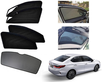 AuTO ADDiCT Side Window, Rear Window Sun Shade For Honda New City(Black)