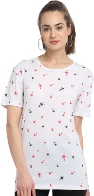 VIMAL JONNEY Printed Women Round Neck White T-Shirt