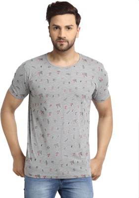 VIMAL JONNEY Printed Men Round Neck Grey T-Shirt