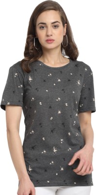 VIMAL JONNEY Printed Women Round Neck Grey T-Shirt