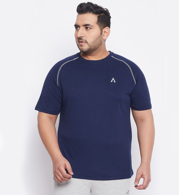 Austivo Solid Men Round Neck Navy Blue T-Shirt