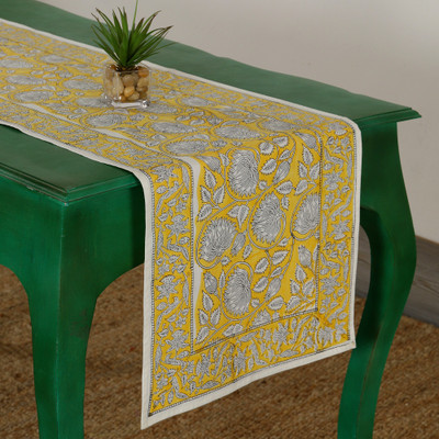 Ravaiyaa - Attitude Is Everything Yellow, White 153 cm Table Runner(Cotton)