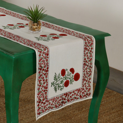 Ravaiyaa - Attitude Is Everything White, Red, Green 153 cm Table Runner(Cotton)