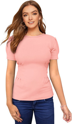 Dhruvil Impex Casual Solid Women Pink Top