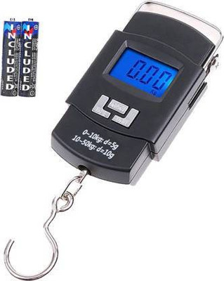 GLOWISH 50 KG LUGGAGE SCALE BATTERY OPERATED STRONG ADJUSTABLE METAL HANDLE Weighing Scale(Black)