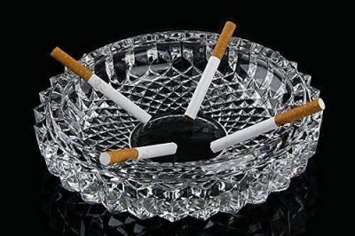 Leplion Ashtray for Smoking, Cigarette Smoke Ash Collect Tray Clear Glass Ashtray(Pack of 1)