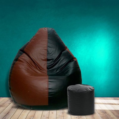 SHIRA 24 XXL Tear Drop Bean Bag Cover  (Without Beans)(Tan, Black)