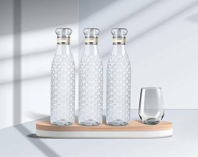 Aadhya 1000 ml Plastic Bottle(Pack of 3, Multicolor)