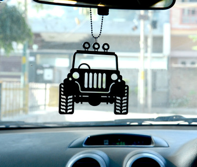 EliteAuto Premium Laser-cut Jeep Car Rear view Mirror Hanging Ornament with Metal Chain Car Hanging Ornament(Pack of 1)