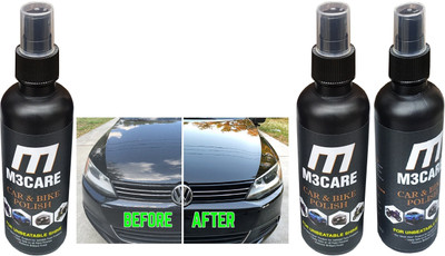 M3CARE Liquid Car Polish for Exterior, Bumper, Chrome Accent, Dashboard, Headlight, Leather, Metal Parts, Windscreen(600 ml, Pack of 3)