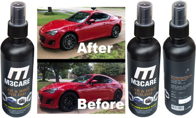 M3CARE Liquid Car Polish for Windscreen, Metal Parts, Leather, Headlight, Exterior, Dashboard, Chrome Accent, Bumper(600 ml, Pack of 3)