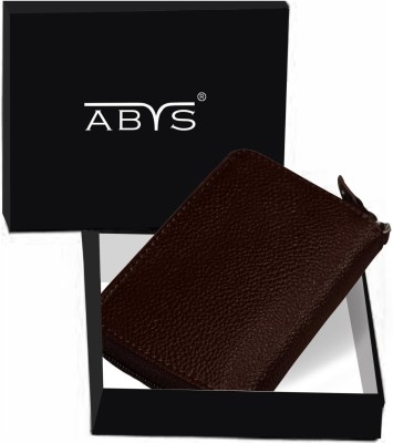 ABYS 7 Slots Leather Credit Debit Card Holder Wallet Money Bag Zipper Coin Purse 10 Card Holder(Set of 1, Black)