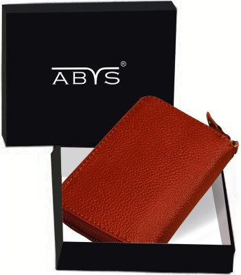 ABYS 7 Slots Leather Credit Debit Card Holder Wallet Money Bag Zipper Coin Purse 10 Card Holder(Set of 1, Brown)