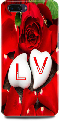JUGGA Back Cover for OPPO A3s, CPH1803, L LOVES V NAME,L NAME, V LETTER, ALPHABET,L LOVE V NAME(Red, Hard Case, Pack of: 1)