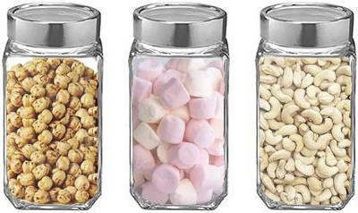 Coozico Glass Utility Container  - 1000 ml(Pack of 3, Clear)