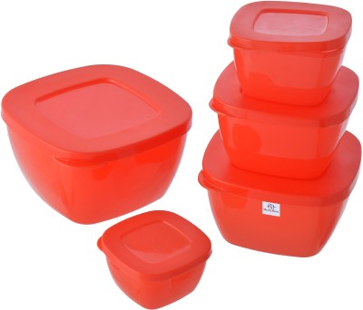 Heart Home Plastic Grocery Container  - 800 ml(Pack of 5, Red)