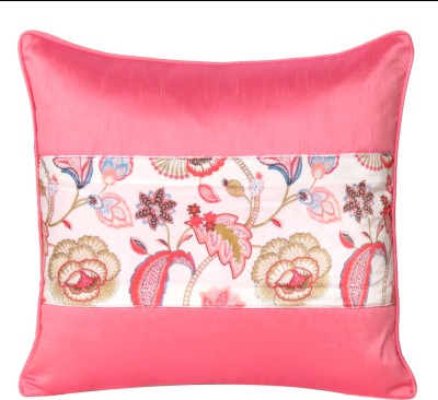 Riara Dupion Silk Cushions Cover(40 cm*40 cm, Pink, White)