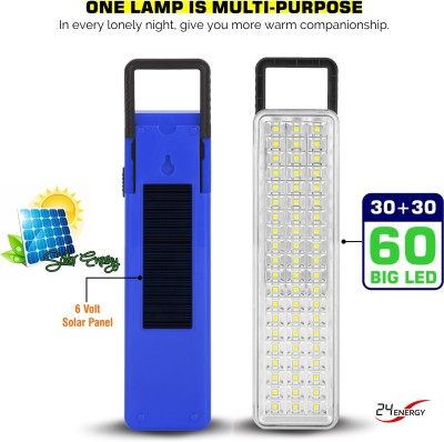 24 ENERGY Rechargeable 60 LED High Bright Light With Solar Charging 7 hrs Flood Lamp Emergency Light(Blue)
