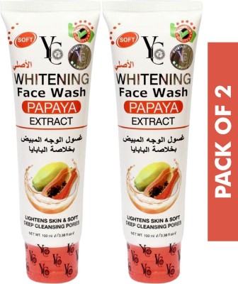 YC Whitening Papaya Extract, Lightens Skin, 100ml, PACKOF 2 Face Wash(200 ml)