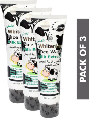 YC Whitening Milk Extract, Mild Formula, Extra Moisturizing ,100ml each, PACK OF 3 Face Wash(300 ml)