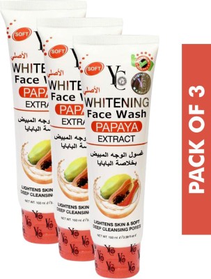 YC Whitening Papaya Extract, Lightens Skin, 100ml, PACKOF 3 Face Wash(300 ml)