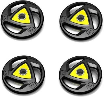 DTD 30 kg Olympic Barbell/Rod Rubber Plates (7.5KG Pack of 4), 3 Holes Hand Grip Home Gym Combo