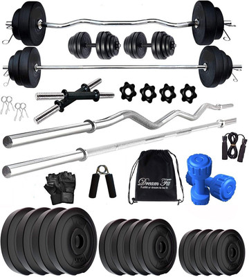 DreamFit 40 kg 40 kg Home gym with 3ft Straight Rod , 3ft Curl Rod , pair of 2 kg pvc Dumbbells Home Gym Combo