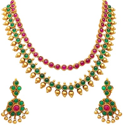 Aadesh Creation Brass Gold-plated Multicolor Jewellery Set(Pack of 1)