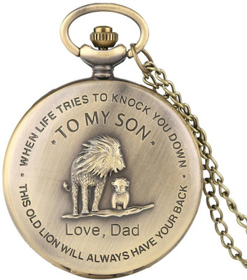 RainSound Son Gift Message Jungle king Theme Lion Design Pocket watch Key Chain