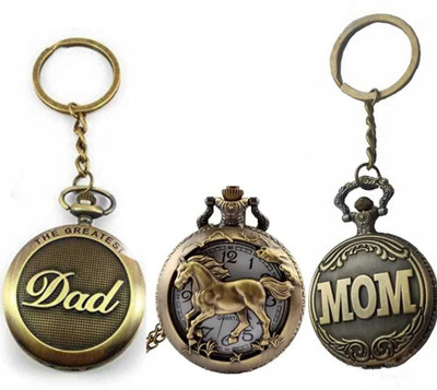 gtrp COMBO OF POCKET WATCH GANDHI KEYCHAIN[MOM,DAD,AND HORSE] Key Chain Key Chain
