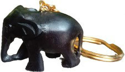 ANAWARIYAS Ebony wood (Karungali Kattai )trunk down elephant Keychain for Bike and car. Key Chain