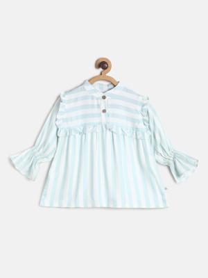 TALES & STORIES Baby Girls Casual Rayon Top(Light Blue, Pack of 1)