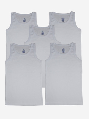KiddoPanti Vest For Boys Pure Cotton(White, Pack of 5)