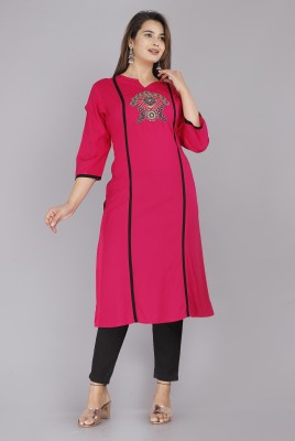 shyam ji embroider Women Embroidered Straight Kurta(Pink)