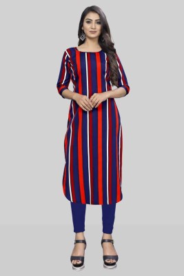 HT Fashion Women Checkered Straight Kurta(Red)