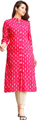 VISHAKHA STYLE Women Printed Straight Kurta(Light Blue, Pink, Beige)
