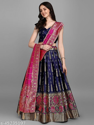PURVAJA Printed Semi Stitched Lehenga Choli(Multicolor)