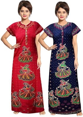 Ridhima Women Nighty(Red, Blue)