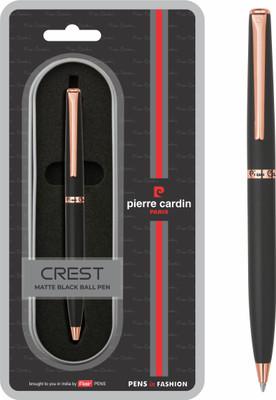 PIERRE CARDIN Crest Matte Black Ball Pen(Ink Color - Blue)
