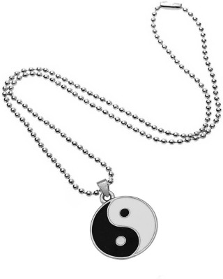 Love And Promise Stainless Steel Yin Yang Chinese fengshui Symbol Goodluck Round Pendant Silver, Rhodium Stainless Steel, Metal Locket Set