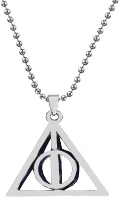 Stylish Colony Harry Potter Deathly Hallows Rotational Triangle Locket For Men And Women Sterling Silver, Rhodium Stainless Steel, Metal Pendant Set