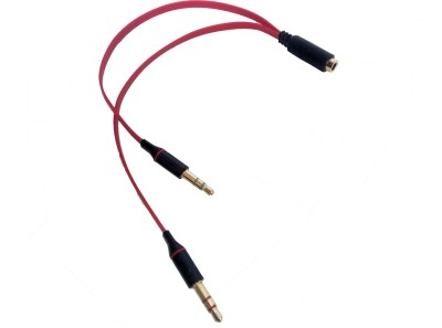 lookat Red, Black 2 Male to 1 Female 3.5mm Headphone Earphone Mic Audio Y Splitter Cable Phone Converter(Aux cable)