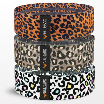 Bulmarc Hip Resistance Bands - Set of 3 Resistance Tube(Leopard Print)