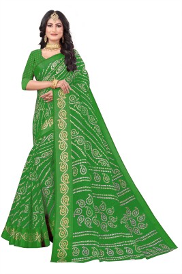 RUNAYA NX Printed Bollywood Cotton Silk Saree(Green)