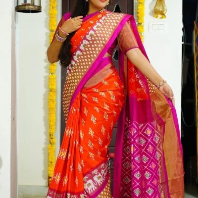 Suali Printed Bandhani Crepe Saree(Pink)